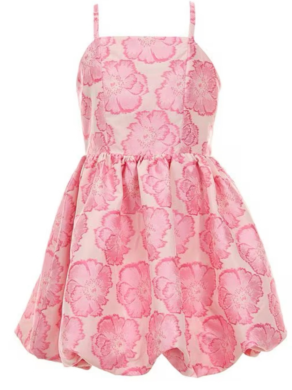 GB Girls Pink Floral Jacquard Bubble Hem Party Dress Summer Formal Dance Size 14